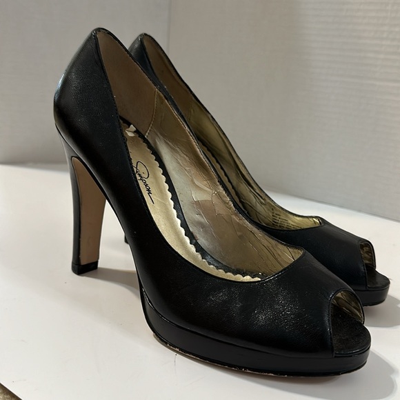Jessica Simpson Black Pumps Platform Open Toe Shoes Size 9 - Picture 11 of 14